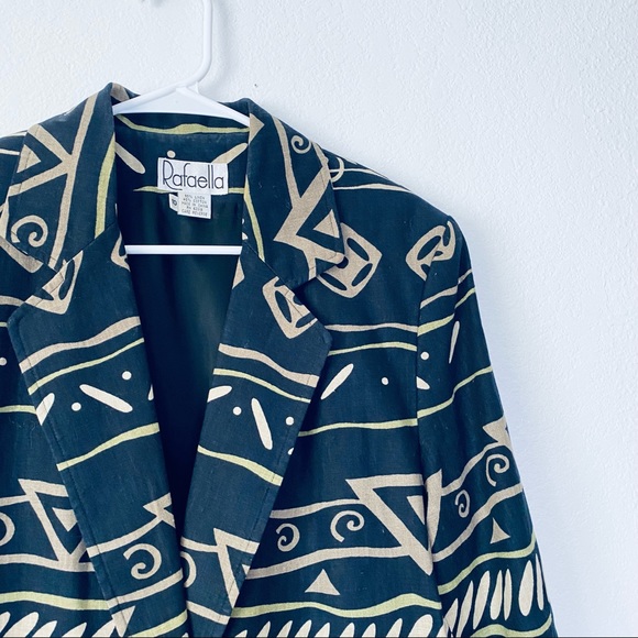 Rafaella Vintage Boho Aztec Linen Cotton Blend Single Button Oversized Blazer 10 - Picture 3 of 10